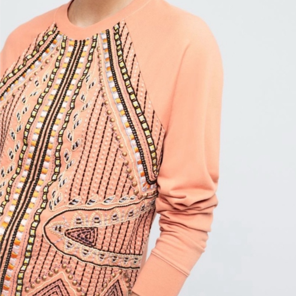 Anthropologie Pink Embellished Crewneck Sweater - Picture 4 of 13